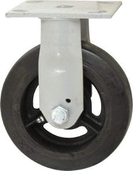 Fairbanks - 6" Diam x 2" Wide, Mold-On Rubber Rigid Caster - 675 Lb Capacity, Top Plate Mount, 4" x 4-1/2" Plate, Delrin Bearing - Americas Industrial Supply
