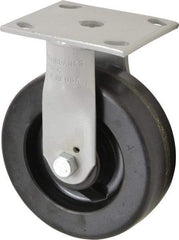 Fairbanks - 6" Diam x 2" Wide, Phenolic Rigid Caster - 1,200 Lb Capacity, Top Plate Mount, 4" x 4-1/2" Plate, Plain Bearing - Americas Industrial Supply