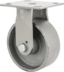Fairbanks - 5" Diam x 2" Wide, Semi-Steel Rigid Caster - 1,000 Lb Capacity, Top Plate Mount, 4" x 4-1/2" Plate, Plain Bearing - Americas Industrial Supply