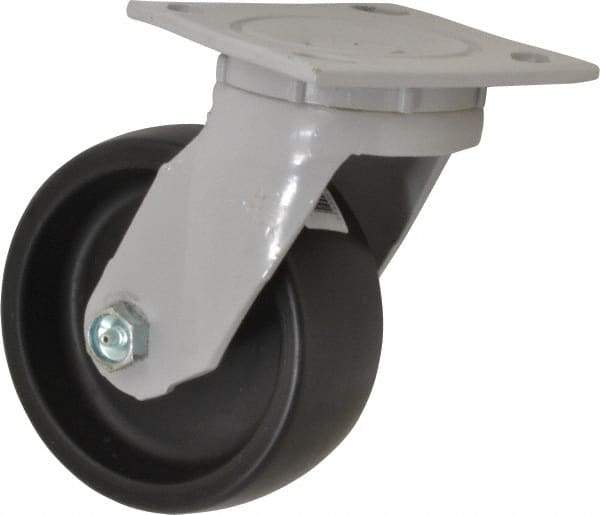 Fairbanks - 5" Diam x 2" Wide x 6-1/2" OAH Top Plate Mount Swivel Caster - Polyolefin, 550 Lb Capacity, Plain Bearing, 4 x 4-1/2" Plate - Americas Industrial Supply