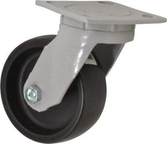 Fairbanks - 5" Diam x 2" Wide x 6-1/2" OAH Top Plate Mount Swivel Caster - Polyolefin, 550 Lb Capacity, Plain Bearing, 4 x 4-1/2" Plate - Americas Industrial Supply