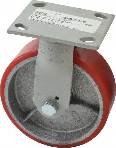 Fairbanks - 6" Diam x 2" Wide x 7-1/4" OAH Top Plate Mount Rigid Caster - Polyurethane, 1,000 Lb Capacity, Roller Bearing, 4 x 4-1/2" Plate - Americas Industrial Supply