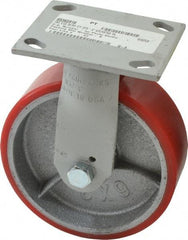 Fairbanks - 6" Diam x 2" Wide x 7-1/4" OAH Top Plate Mount Rigid Caster - Polyurethane, 1,000 Lb Capacity, Roller Bearing, 4 x 4-1/2" Plate - Americas Industrial Supply