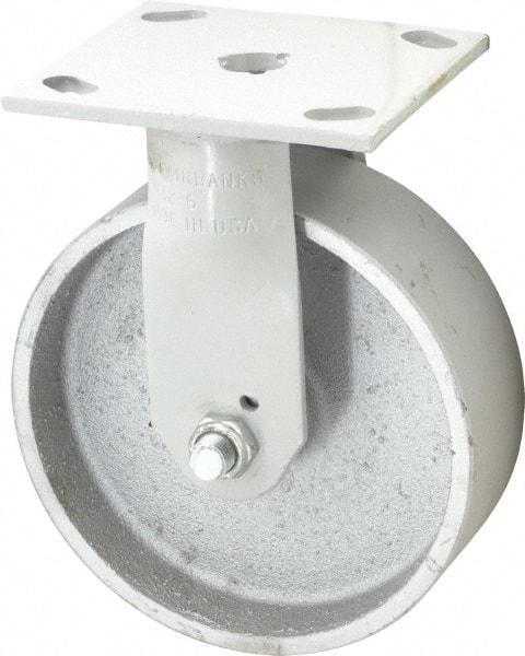 Fairbanks - 6" Diam x 2" Wide x 7-1/4" OAH Top Plate Mount Rigid Caster - Semi-Steel, 1,200 Lb Capacity, Plain Bearing, 4 x 4-1/2" Plate - Americas Industrial Supply