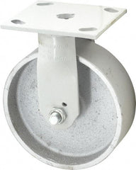 Fairbanks - 6" Diam x 2" Wide x 7-1/4" OAH Top Plate Mount Rigid Caster - Semi-Steel, 1,200 Lb Capacity, Plain Bearing, 4 x 4-1/2" Plate - Americas Industrial Supply