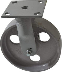 Fairbanks - 8" Diam x 2" Wide x 9-1/2" OAH Top Plate Mount Rigid Caster - Semi-Steel, 1,200 Lb Capacity, Roller Bearing, 4 x 4-1/2" Plate - Americas Industrial Supply