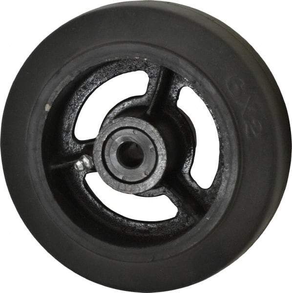 Fairbanks - 6 Inch Diameter x 2 Inch Wide, Rubber Caster Wheel - 410 Lb. Capacity, 2-3/16 Inch Hub Length, 1/2 Inch Axle Diameter, Delrin Bearing - Americas Industrial Supply