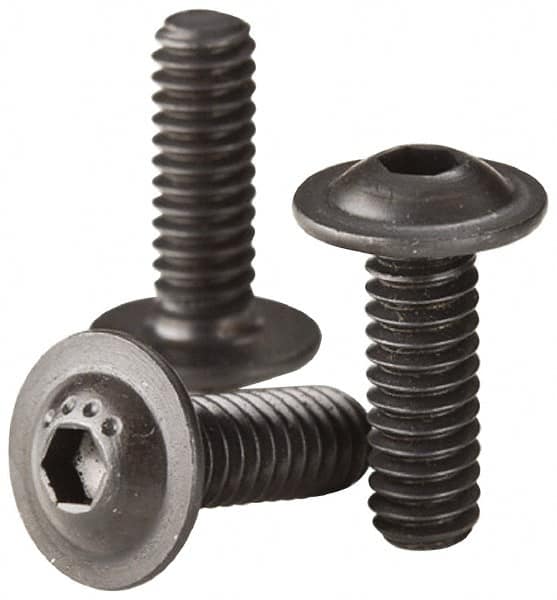 Made in USA - 3/8-16 UNC Hex Socket Drive, Button Screw - Alloy Steel, Black Oxide Finish, Fully Threaded, 1" Length Under Head - Americas Industrial Supply
