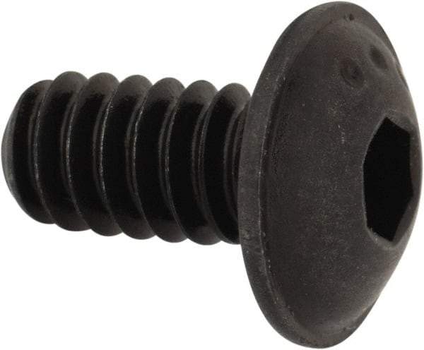 Made in USA - #10-24 UNC Hex Socket Drive, Button Screw - Alloy Steel, Black Oxide Finish, Fully Threaded, 3/8" Length Under Head - Americas Industrial Supply