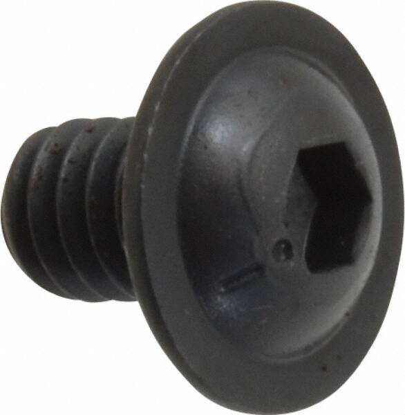 Made in USA - 1/4-20 UNC Hex Socket Drive, Button Screw - Alloy Steel, Black Oxide Finish, Fully Threaded, 3/8" Length Under Head - Americas Industrial Supply
