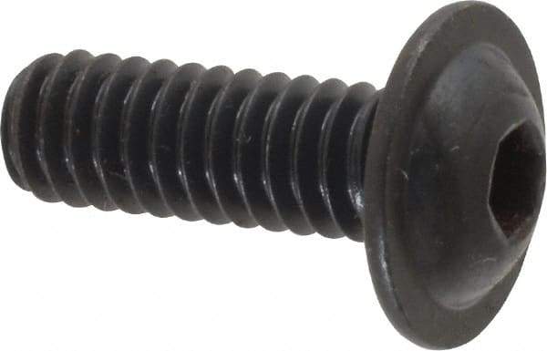 Made in USA - 1/4-20 UNC Hex Socket Drive, Button Screw - Alloy Steel, Black Oxide Finish, Fully Threaded, 3/4" Length Under Head - Americas Industrial Supply