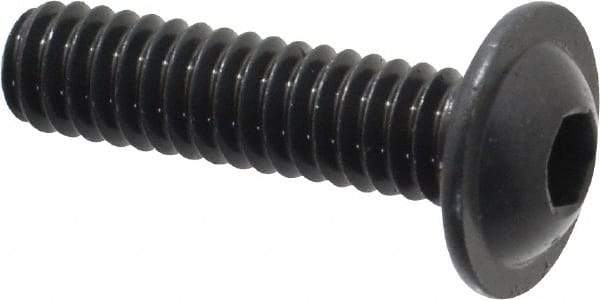 Made in USA - 1/4-20 UNC Hex Socket Drive, Button Screw - Alloy Steel, Black Oxide Finish, Fully Threaded, 1" Length Under Head - Americas Industrial Supply