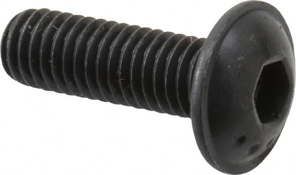 Made in USA - #10-32 UNF Hex Socket Drive, Button Screw - Alloy Steel, Black Oxide Finish, Fully Threaded, 5/8" Length Under Head - Americas Industrial Supply