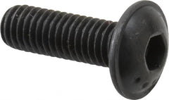 Made in USA - #10-32 UNF Hex Socket Drive, Button Screw - Alloy Steel, Black Oxide Finish, Fully Threaded, 5/8" Length Under Head - Americas Industrial Supply