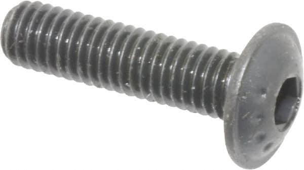 Made in USA - #10-32 UNF Hex Socket Drive, Button Screw - Alloy Steel, Black Oxide Finish, Fully Threaded, 3/4" Length Under Head - Americas Industrial Supply
