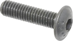 Made in USA - #10-32 UNF Hex Socket Drive, Button Screw - Alloy Steel, Black Oxide Finish, Fully Threaded, 3/4" Length Under Head - Americas Industrial Supply