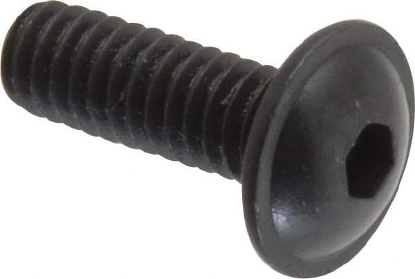Made in USA - #8-32 UNC Hex Socket Drive, Button Screw - Alloy Steel, Black Oxide Finish, Fully Threaded, 1/2" Length Under Head - Americas Industrial Supply
