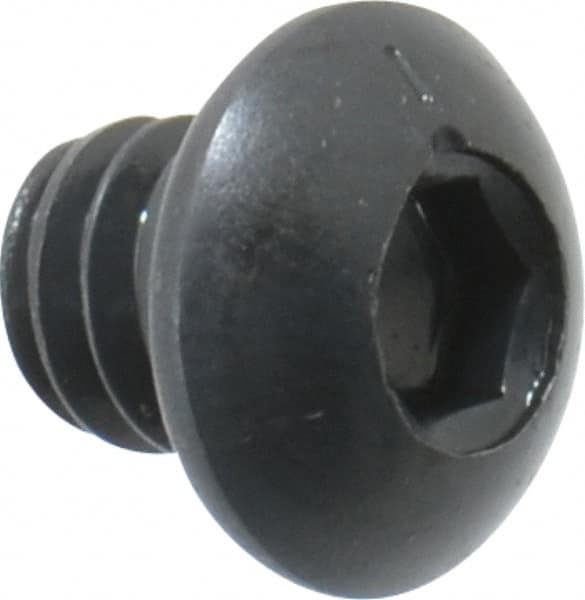Made in USA - 1/4-20 UNC Hex Socket Drive, Button Screw - Alloy Steel, Black Oxide Finish, Fully Threaded, 1/4" Length Under Head - Americas Industrial Supply