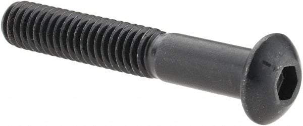 Made in USA - 5/16-18 UNC Hex Socket Drive, Button Screw - Alloy Steel, Black Oxide Finish, Fully Threaded, 2" Length Under Head - Americas Industrial Supply