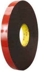 3M - 1/2" x 36 Yd Acrylic Adhesive Double Sided Tape - 45 mil Thick, Black, Acrylic Foam Liner, Continuous Roll, Series 5952 - Americas Industrial Supply