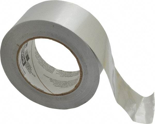 3M - 2" x 50 Yds Silver Foil Tape - 3.6 mil, Rubber Adhesive, Aluminum Foil Backing, 17 Lb/ln Tensile Strength, -10°F to 180°F, Series 3311 - Americas Industrial Supply