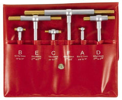 SPI - 6 Piece, 5/16 to 6 Inch, Hardened Tool Steel, Satin Chrome Finish, TiN Coated Working Faces, Telescoping Gage Set - 4 and 5 Inch Long Handles, Includes Vinyl Pouch - Americas Industrial Supply