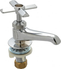 B&K Mueller - Standard, One Handle Design, Chrome, Round Deck Plate Single Mount Faucet - 4 Spoke Handle - Americas Industrial Supply