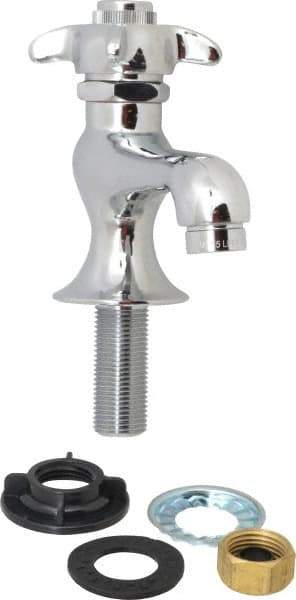 B&K Mueller - Standard, One Handle Design, Chrome, Round Deck Plate Single Mount Faucet - 4 Spoke Handle - Americas Industrial Supply