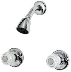 B&K Mueller - Concealed, Two Handle, Chrome Coated, Brass, Valve and Shower Head - Knob Handles, 8 Inch Mounting Centers, Acrylic Handles - Americas Industrial Supply