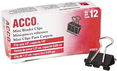 ACCO - 1/2" Wide Binder Clip - Black/Silver - Americas Industrial Supply