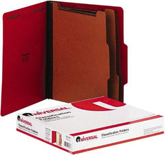 UNIVERSAL - 8-1/2 x 11", Letter Size, Red, Classification Folders with Top Tab Fastener - 2/5 Tab Cut Location - Americas Industrial Supply