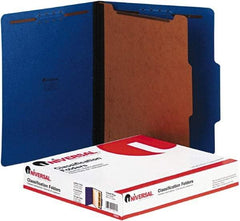 UNIVERSAL - 8-1/2 x 11", Letter Size, Blue, Classification Folders with Top Tab Fastener - 2/5 Tab Cut Location - Americas Industrial Supply
