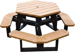 Vestil - 69-1/2" Long x 69-1/2" Wide x 30-1/2" High Stationary Activity/Utility Table without Back Rests - ADA Version - Cedar & Black, Plastic - Americas Industrial Supply