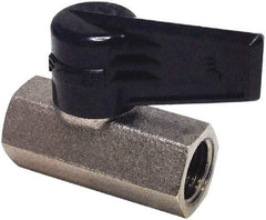 Legris - 3/8" Pipe, Female Port, Nickel Plated Brass Miniature Ball Valve - Inline - One Way Flow, FBSPP x FBSPP Ends, Wedge Handle, 174 WOG - Americas Industrial Supply