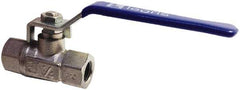 Legris - 1/4" Pipe, Female Port, Nickel Plated Brass Standard Ball Valve - Inline - One Way Flow, FBSPP x FBSPP Ends, Lever Handle, 435 WOG - Americas Industrial Supply