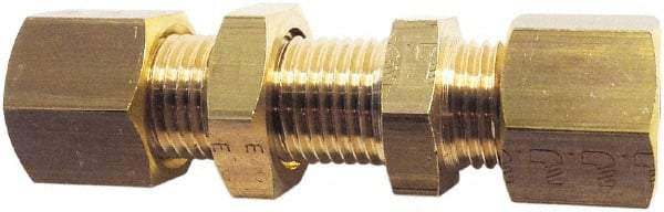 Legris - 18mm OD, Brass Bulkhead Union - 261 Max Working psi, Comp x Comp Ends - Americas Industrial Supply