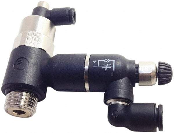 Legris - Speed & Flow Control Valves   Valve Type: Piloted Non-Return w/Flow Regulator & Exhaust    Male Thread Size: 1/8 - Americas Industrial Supply
