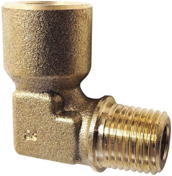 Legris - 3/8 Male Thread x 3/8 Female Thread, Brass Industrial Pipe 90° Street Elbow - MBSPT x FBSPP, 3,626 psi - Americas Industrial Supply