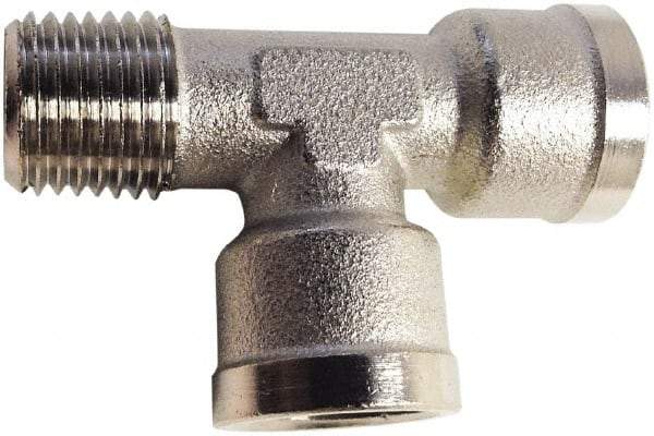 Legris - 1/8 Male Thread x 1/8 Female Thread, Nickel Plated Brass Industrial Pipe Street Tee - MBSPT x FBSPP, 870 psi - Americas Industrial Supply
