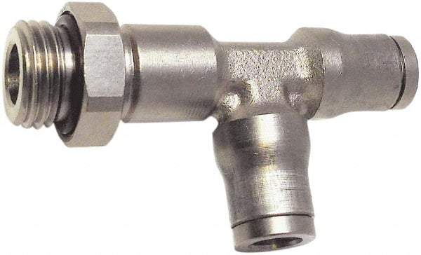 Legris - 6mm Outside Diam, 1/8 BSPP, Nickel Plated Brass Push-to-Connect Tube Male Run Tee - 435 Max psi, Tube to Male BSPP Connection, FKM O-Ring - Americas Industrial Supply