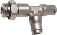 Legris - 10mm Outside Diam, 1/4 BSPP, Nickel Plated Brass Push-to-Connect Tube Male Run Tee - 435 Max psi, Tube to Male BSPP Connection, FKM O-Ring - Americas Industrial Supply