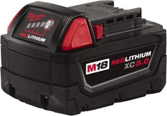 Milwaukee Tool - 18 Volt Lithium-Ion Power Tool Battery - 5 Ahr Capacity, 110 min Charge Time, Series M18 RED - Americas Industrial Supply