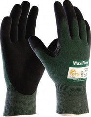 ATG - Size 2XL (11), ANSI Cut Lvl A2, Puncture Lvl 1, Abrasion Lvl 4, Micro-Foam Nitrile Coated Nylon/Spandex Cut & Puncture Resistant Gloves - Palm Coated, Knit Wrist, Green/Black, Paired - Americas Industrial Supply