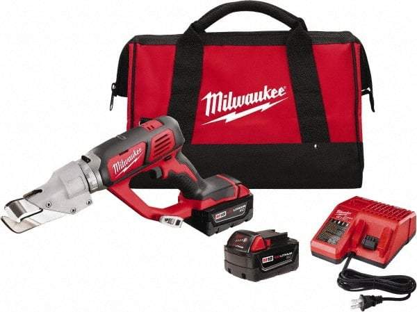 Milwaukee Tool - 3,000 SPM, 18 Volt, Inline Handle, Handheld Cordless Shear - 18 Gauge (Mild Steel) Cutting Capacity - Americas Industrial Supply