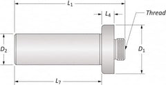 Allied Machine and Engineering - 1-1/2-18 Threaded Mount, Boring Head Straight Shank - Threaded Mount, 1/4" Projection, 1.86 Inch Nose Diameter - Exact Industrial Supply