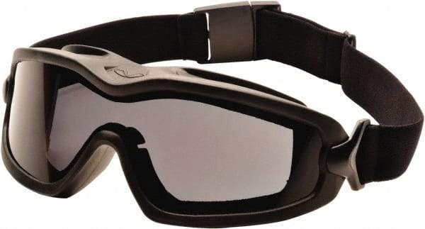 PYRAMEX - Size Universal, Gray Polycarbonate Anti-Fog Lens, Safety Goggles - Indirect Vent, Black Polyurethane Frame - Americas Industrial Supply