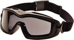 PYRAMEX - Size Universal, Gray Polycarbonate Anti-Fog Lens, Safety Goggles - Indirect Vent, Black Polyurethane Frame - Americas Industrial Supply