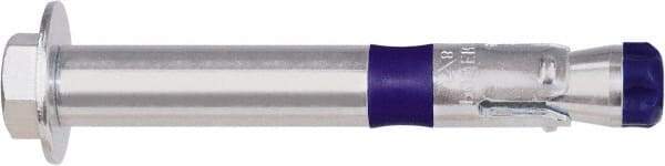 Powers Fasteners - 5/8" Diam, 5/8" Drill, 6" OAL, 1-5/8" Min Embedment Sleeve Concrete Anchor - Grade 8 Carbon Steel, Zinc-Plated Finish, Hex Head, Hex Drive - Americas Industrial Supply