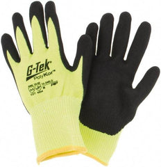 PIP - Size M, ANSI Cut Lvl A3, Cut Resistant Gloves - Palm & Fingers Coated, Hi-Vis Yellow/Black - Americas Industrial Supply