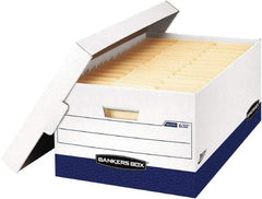 BANKERS BOX - 1 Compartment, 16" Wide x 10-3/8" High x 7-21/64" Deep, Storage Box - Corrugated Cardboard, White/Blue - Americas Industrial Supply